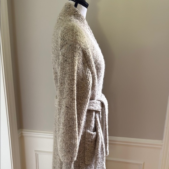 Vintage Wool Mohair Blend Long Textured Cardigan Sweater Belted Women's Large - Picture 7 of 12